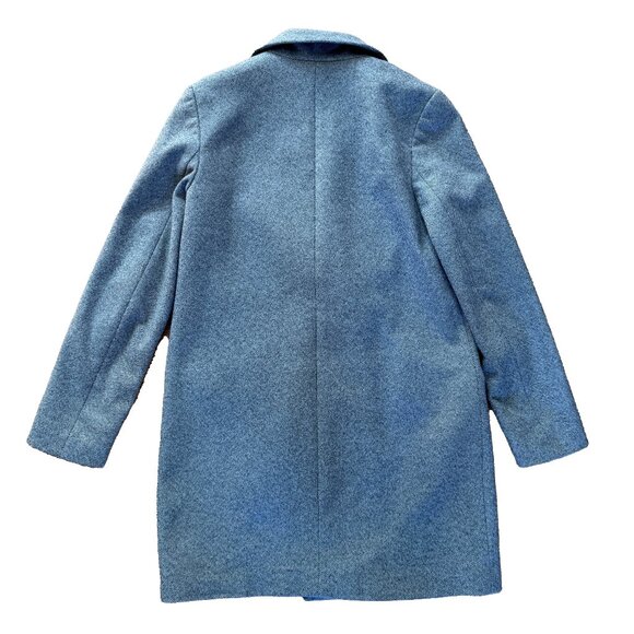 Zara Double Breasted Coat XS Gray Blue Wool Blend Longline Minimalist Style - Picture 2 of 8